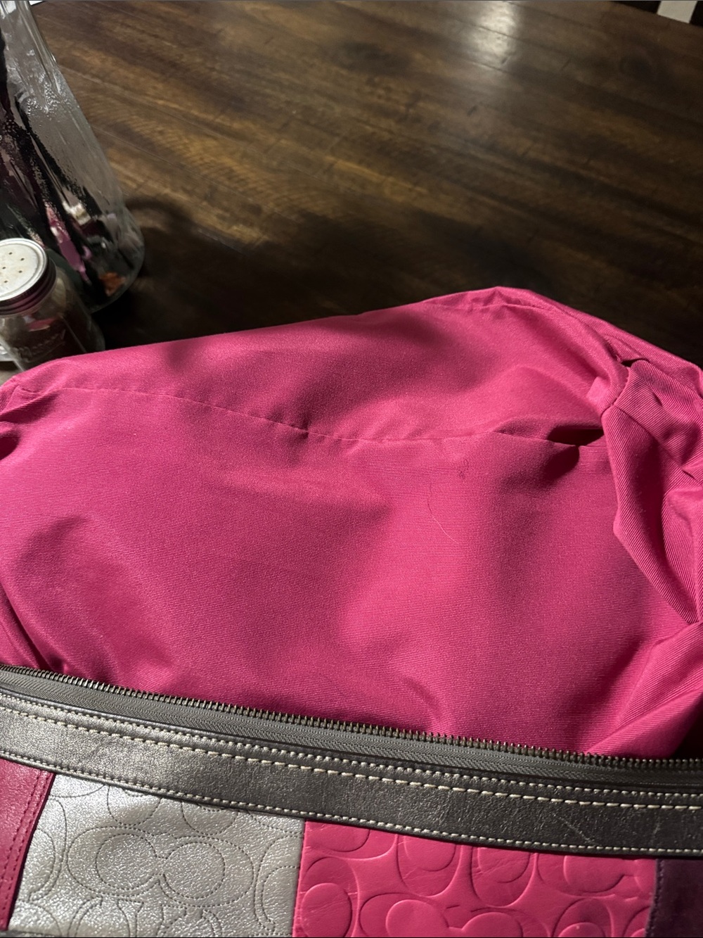 Coach Patchwork Shoulder Bag in Burgundy, Gray and Pink - Picture 6 of 9